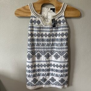 NEW White House Black Market Embroidered Shift‎ Dress Beaded Neckline Size 4